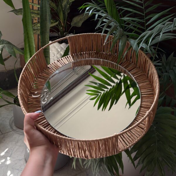 سینی (استند) دکوراتیو آینه‌ای رنگ گندمی